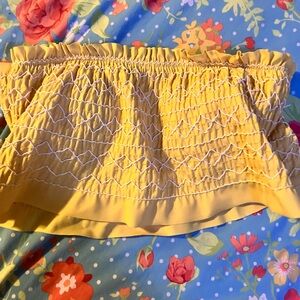 Yellow ruffled padded tube top bikini size small